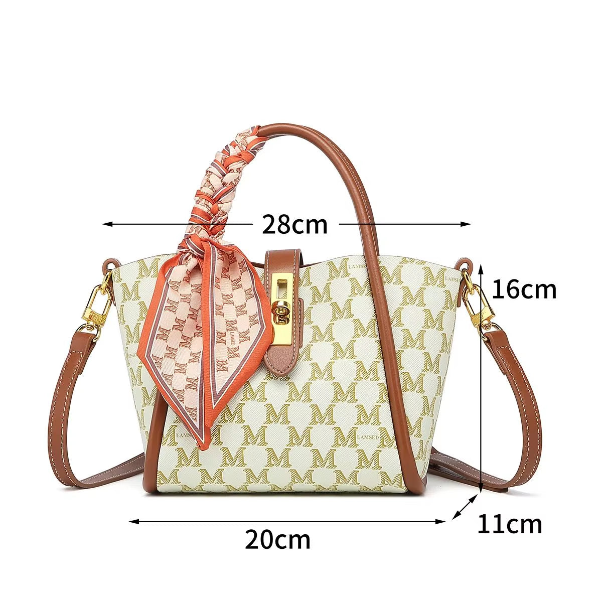Chic Geometric Letter Pattern Satchel Bag with Detachable Shoulder Strap - Stylish Microfiber Leather Travel Companion