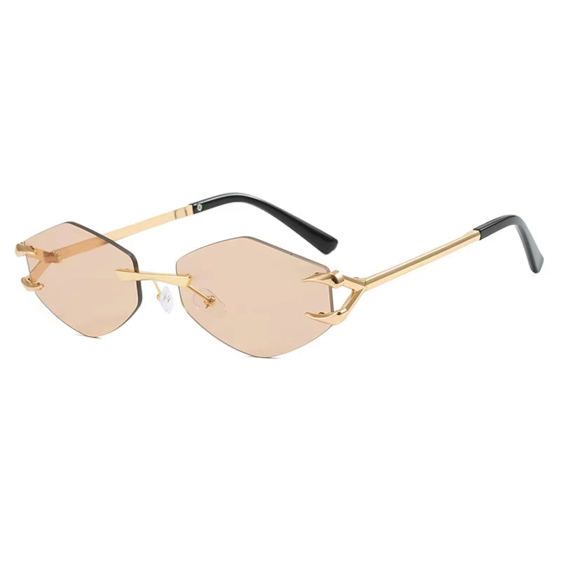 Unleash Your Style with Trendy Rimless Diamond Sunglasses - Retro UV400 Designer Eyewear for Fashion-Forward Men & Women