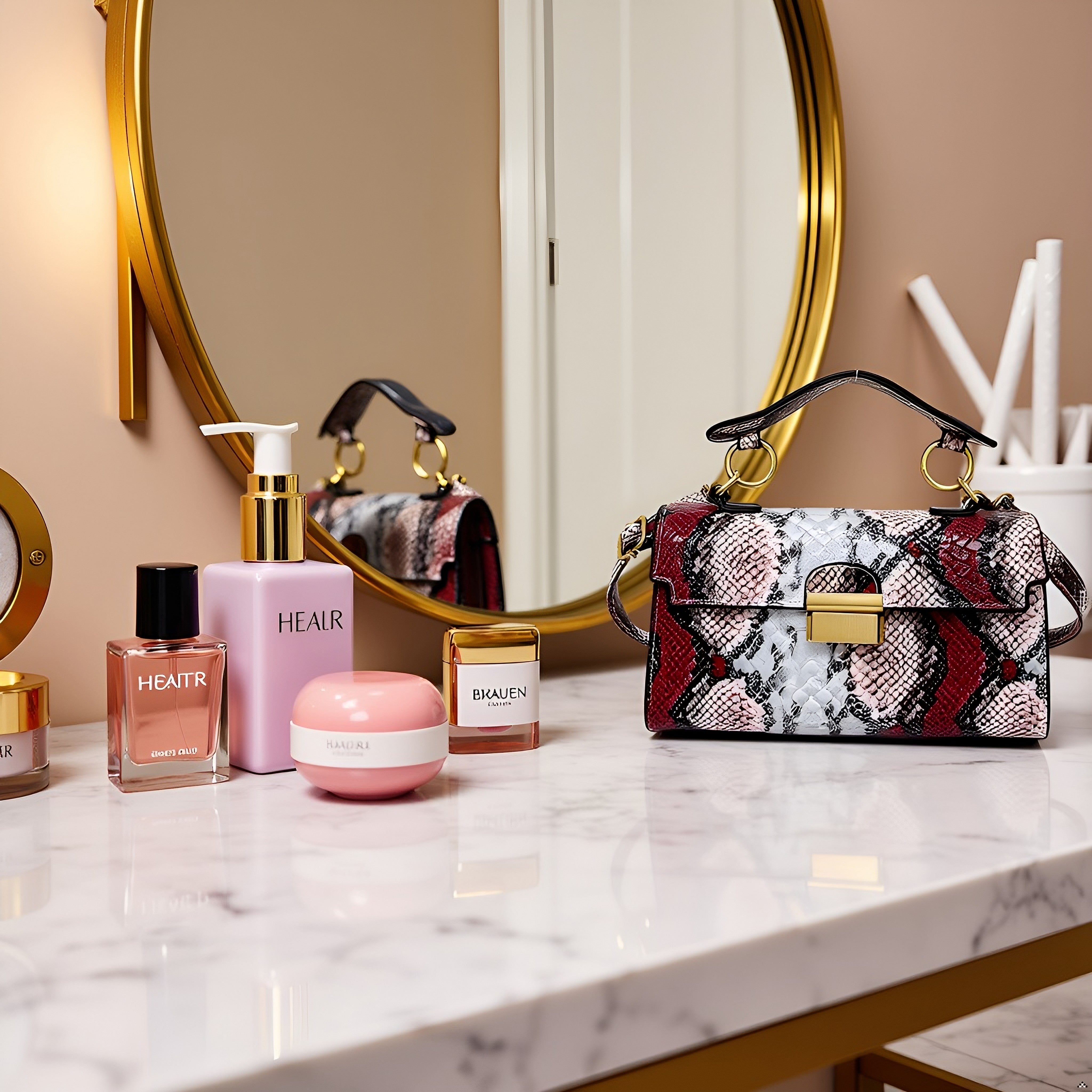 Chic Snake Print Crossbody Bag with Gold Lock – Stylish Faux Leather Shoulder Purse for Women