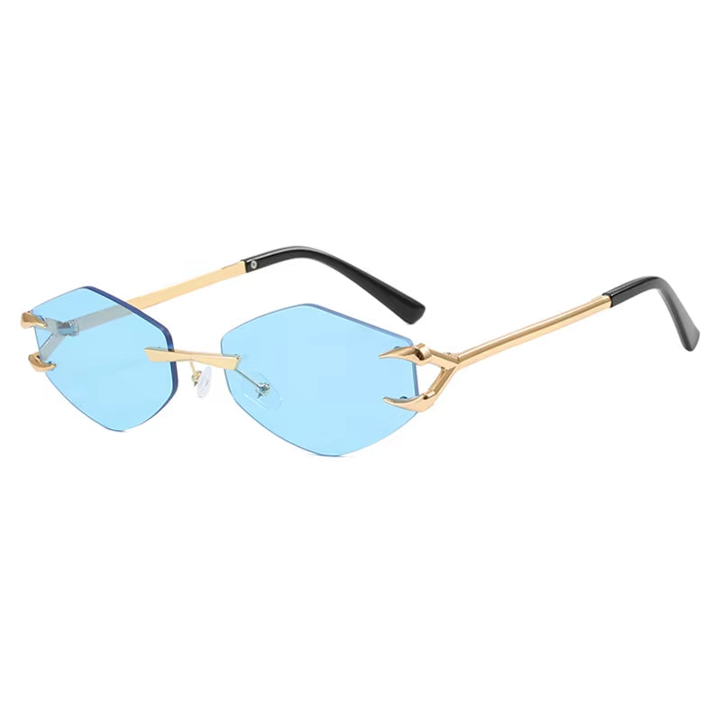 Unleash Your Style with Trendy Rimless Diamond Sunglasses - Retro UV400 Designer Eyewear for Fashion-Forward Men & Women