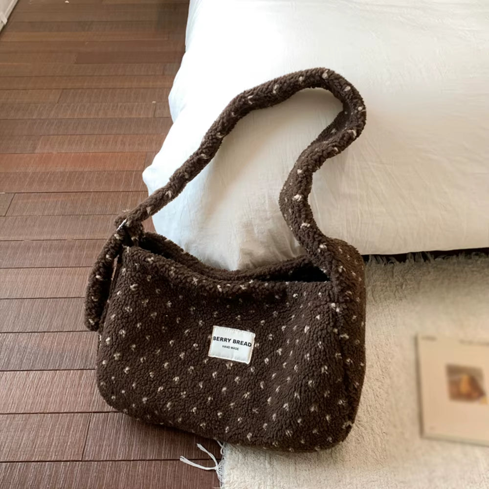 Cozy Chic Plush Love Crossbody Bag - Large Capacity Furry Shopper for Autumn & Winter