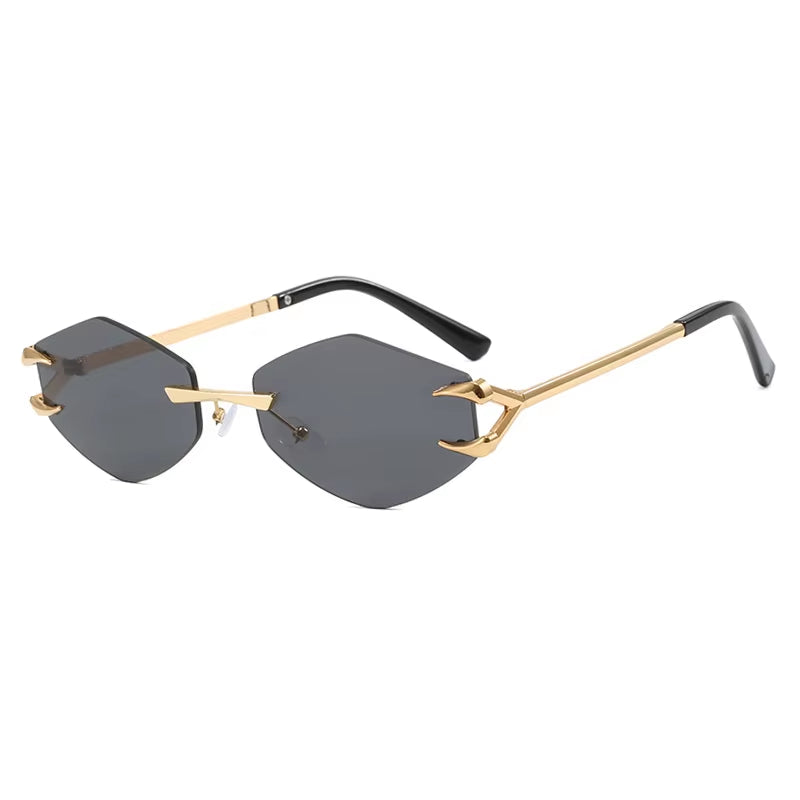 Unleash Your Style with Trendy Rimless Diamond Sunglasses - Retro UV400 Designer Eyewear for Fashion-Forward Men & Women
