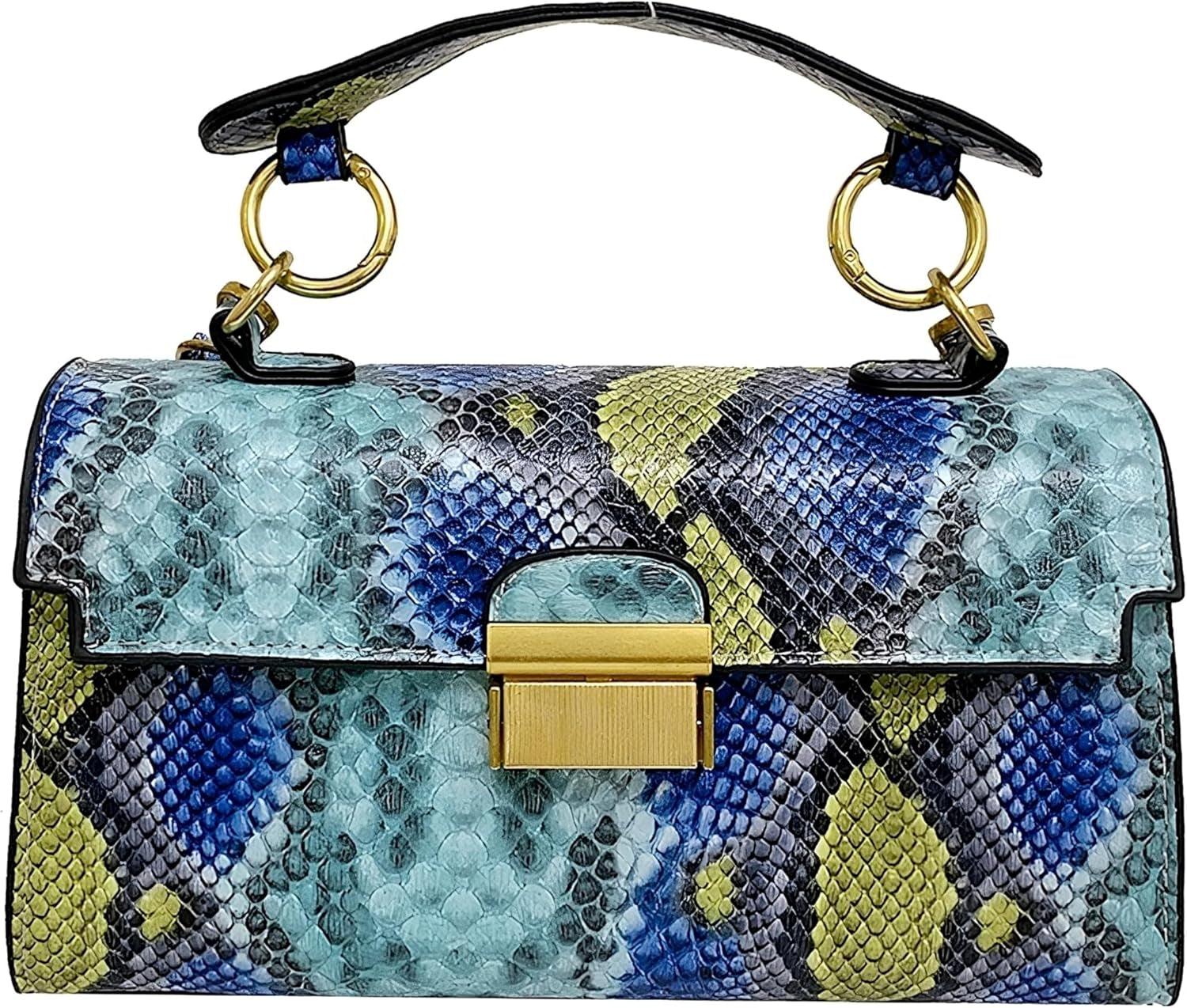 Chic Snake Print Crossbody Bag with Gold Lock – Stylish Faux Leather Shoulder Purse for Women