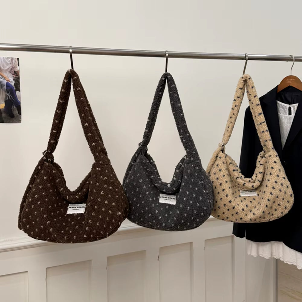 Cozy Chic Plush Love Crossbody Bag - Large Capacity Furry Shopper for Autumn & Winter