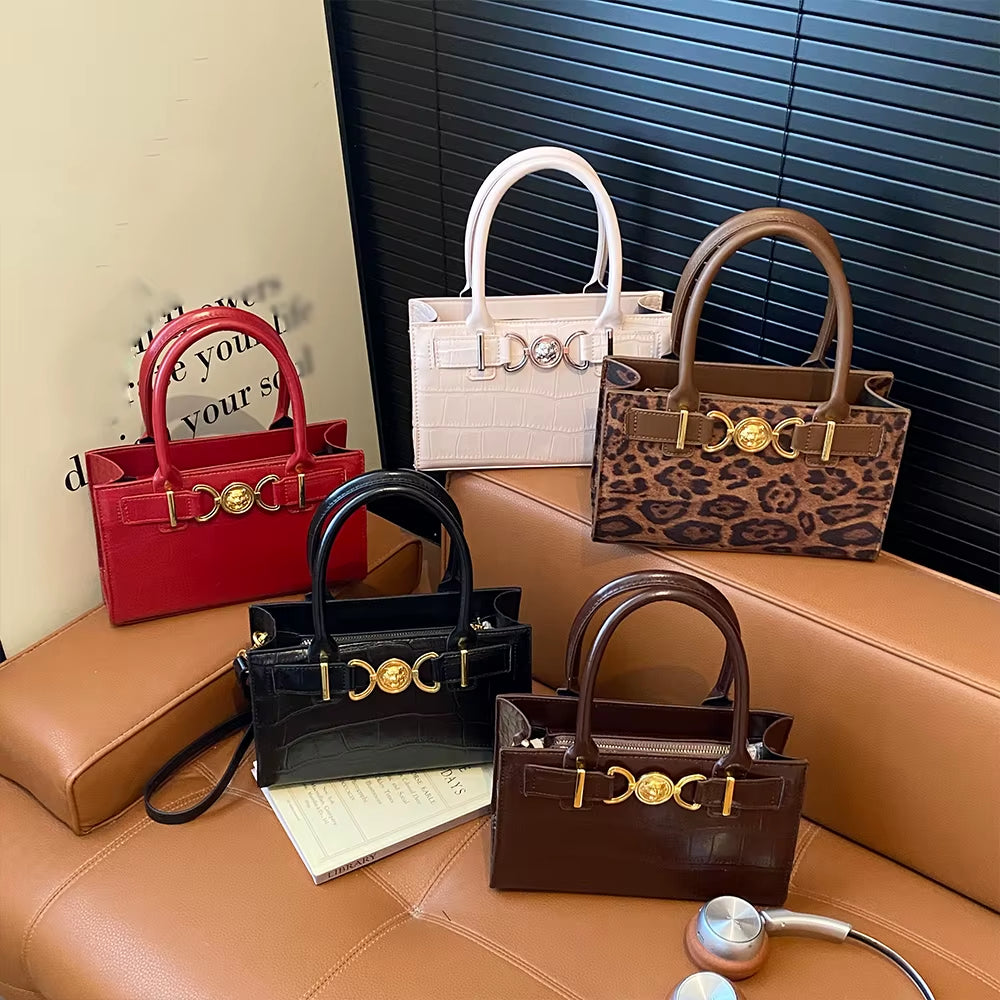 Small Handbag Women'S Autumn/Winter Versatile New Retro Leopard Print Crossbody Bag Trendy Ins Square Tote Bag