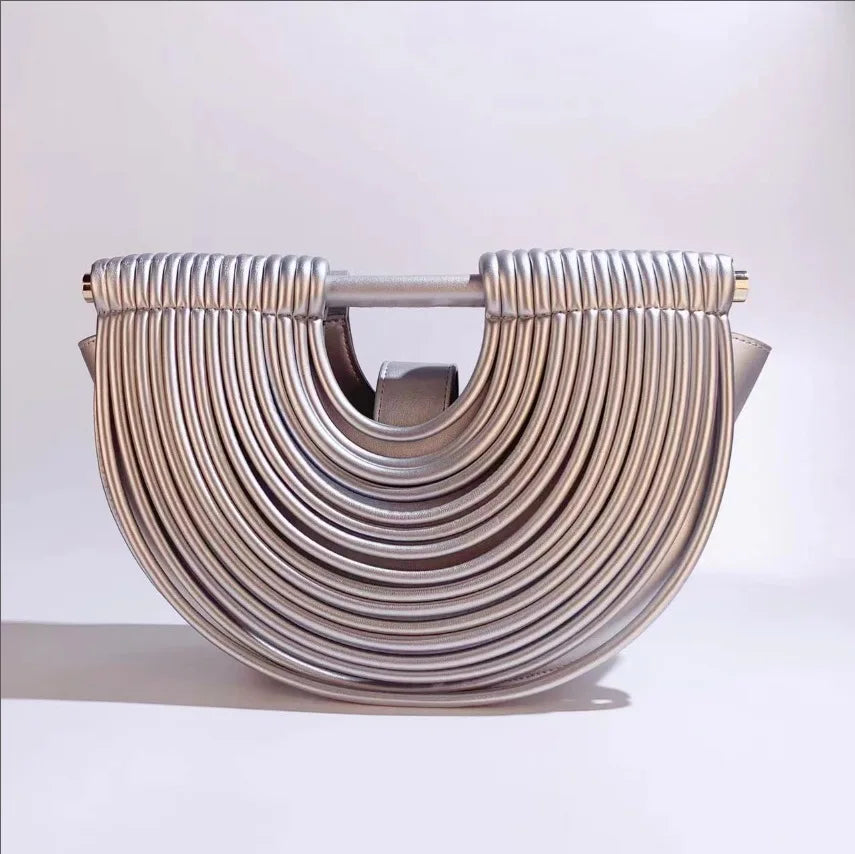 Chic Gold Luxury Handwoven Noodle Hobo Bag - New Designer Evening Clutch for Women 2025