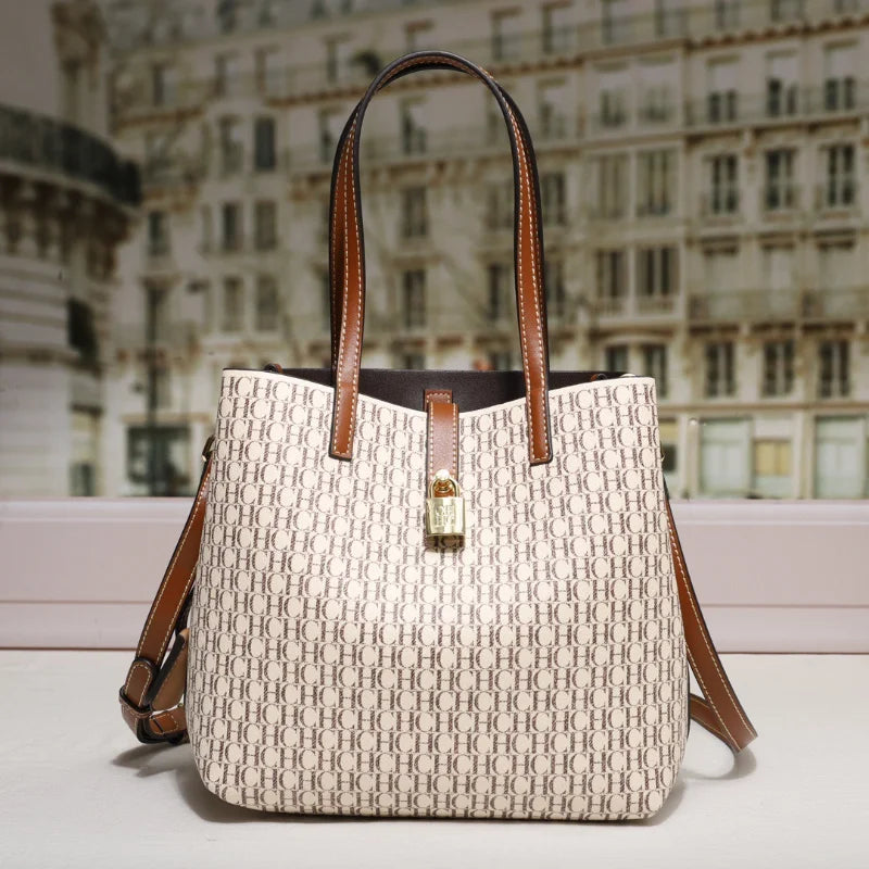 Chic & Stylish Large Capacity Leather Crossbody Tote Bag for Daily Commuting - Trendy Letter Print Design for Fashion-Forward Women