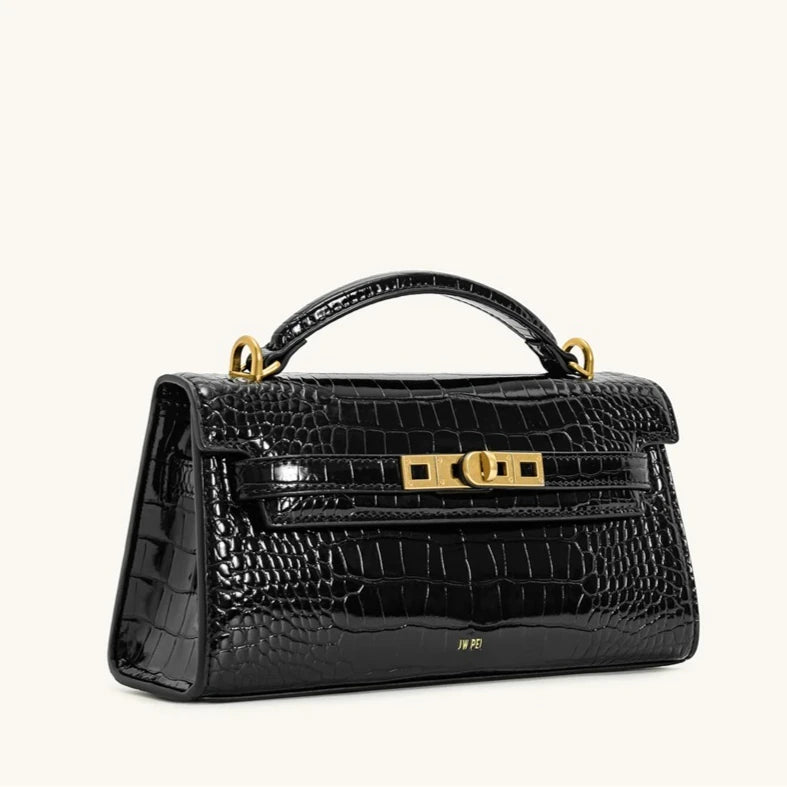 Luxury Noor Tote Bag for Women, Crocodile Embossed Genuine Leather Top Handle Purse, Convertible Shoulder & Crossbody Bag