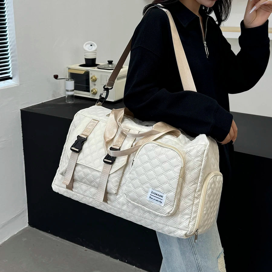 Spacious Argyle Durable Nylon Travel Duffle Bag - Perfect Portable Sports Gym Bag for Overnight Trips and Training