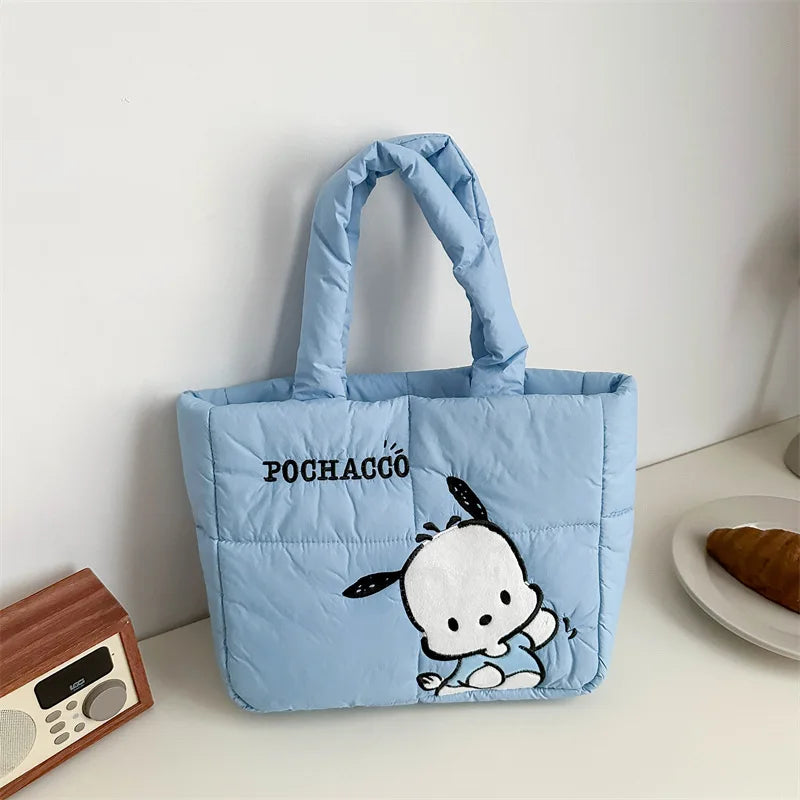 Cartoon down Cloth Tote Bag Cute Portable Shoulder Bag for Girls Commuter Crossbody School Bag