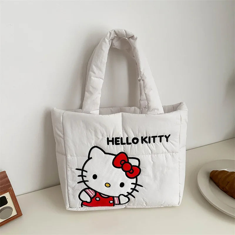 Cartoon down Cloth Tote Bag Cute Portable Shoulder Bag for Girls Commuter Crossbody School Bag