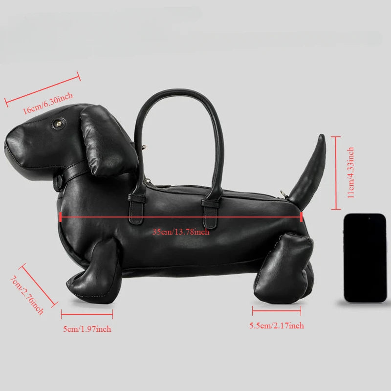 Chic Dachshund Handbag - Cute PU Leather Messenger Bag for Fashionable Women