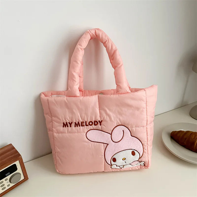 Cartoon down Cloth Tote Bag Cute Portable Shoulder Bag for Girls Commuter Crossbody School Bag