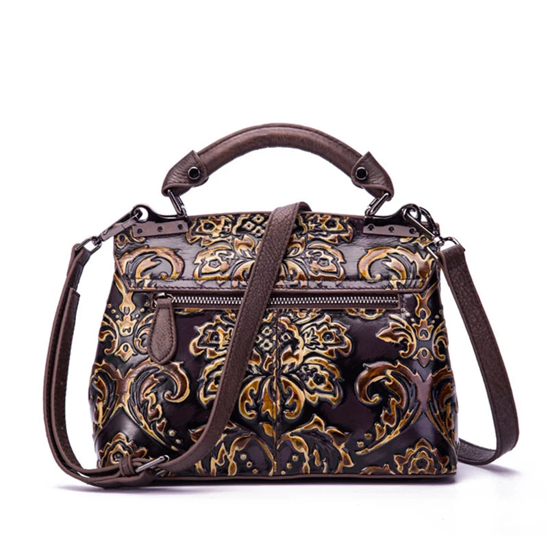 Women's Luxury Genuine Leather Handbag - Embossed Vintage Shoulder & Crossbody Bag - New Arrival!