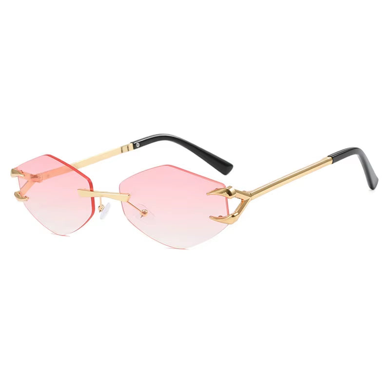 Unleash Your Style with Trendy Rimless Diamond Sunglasses - Retro UV400 Designer Eyewear for Fashion-Forward Men & Women