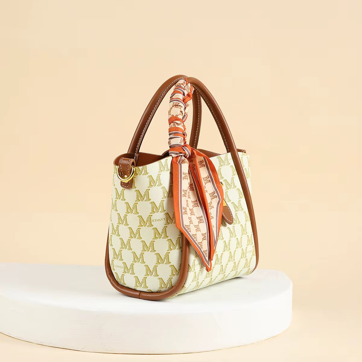 Chic Geometric Letter Pattern Satchel Bag with Detachable Shoulder Strap - Stylish Microfiber Leather Travel Companion