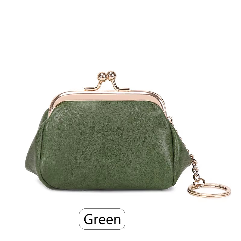 Retro Mini Lock Clip Coin Purse, Daily Portable and Cute Handheld Storage Bag for Girls, Solid Color Simple Key Bag