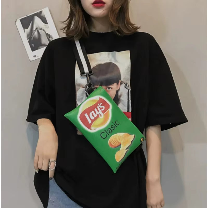 Trendy Cartoon Potato Chips Crossbody Bag - Stylish Women’s Clutch Purse and Shoulder Handbag