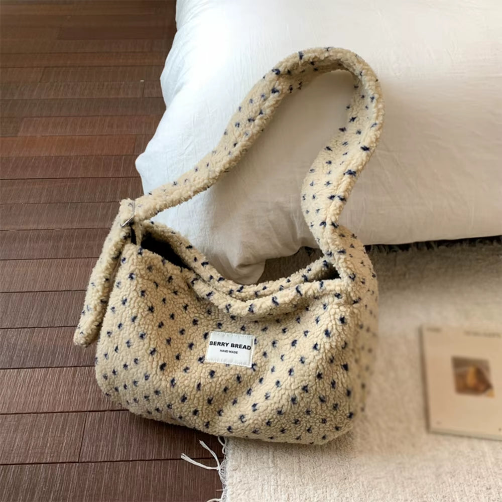 Cozy Chic Plush Love Crossbody Bag - Large Capacity Furry Shopper for Autumn & Winter