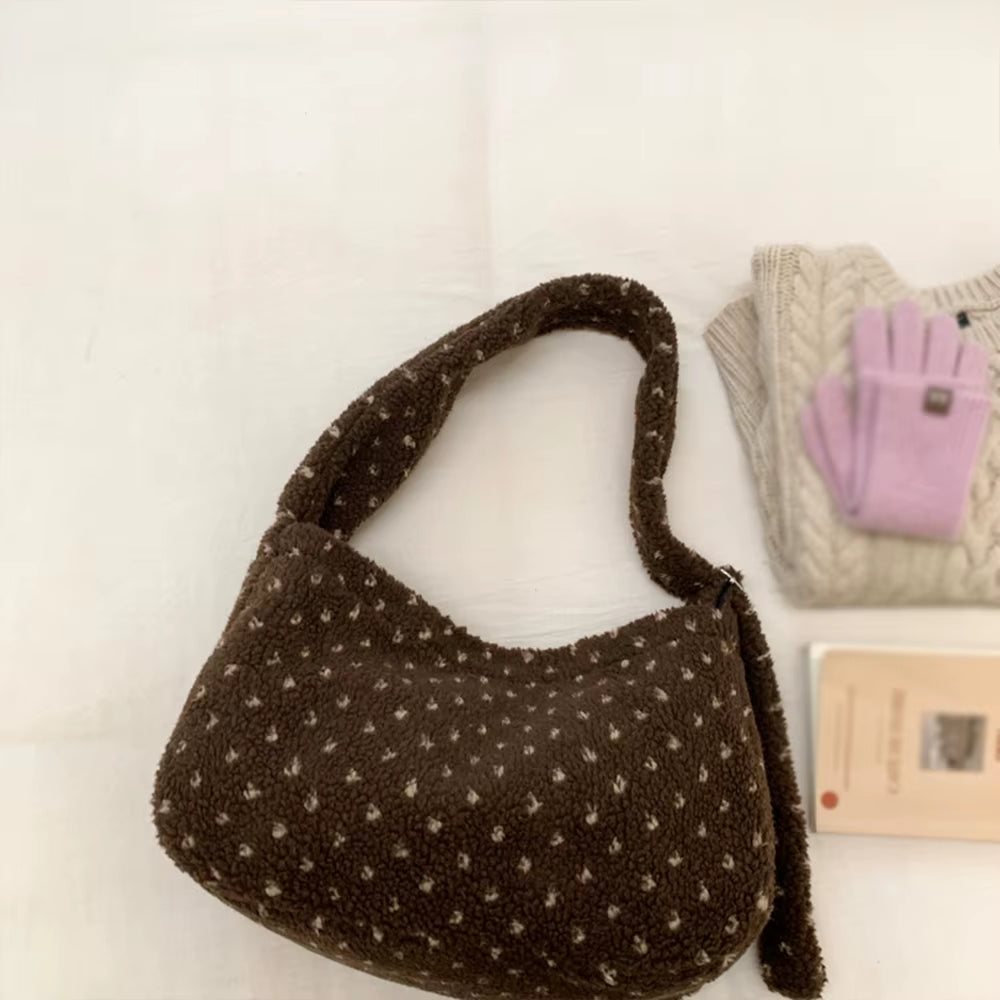 Cozy Chic Plush Love Crossbody Bag - Large Capacity Furry Shopper for Autumn & Winter