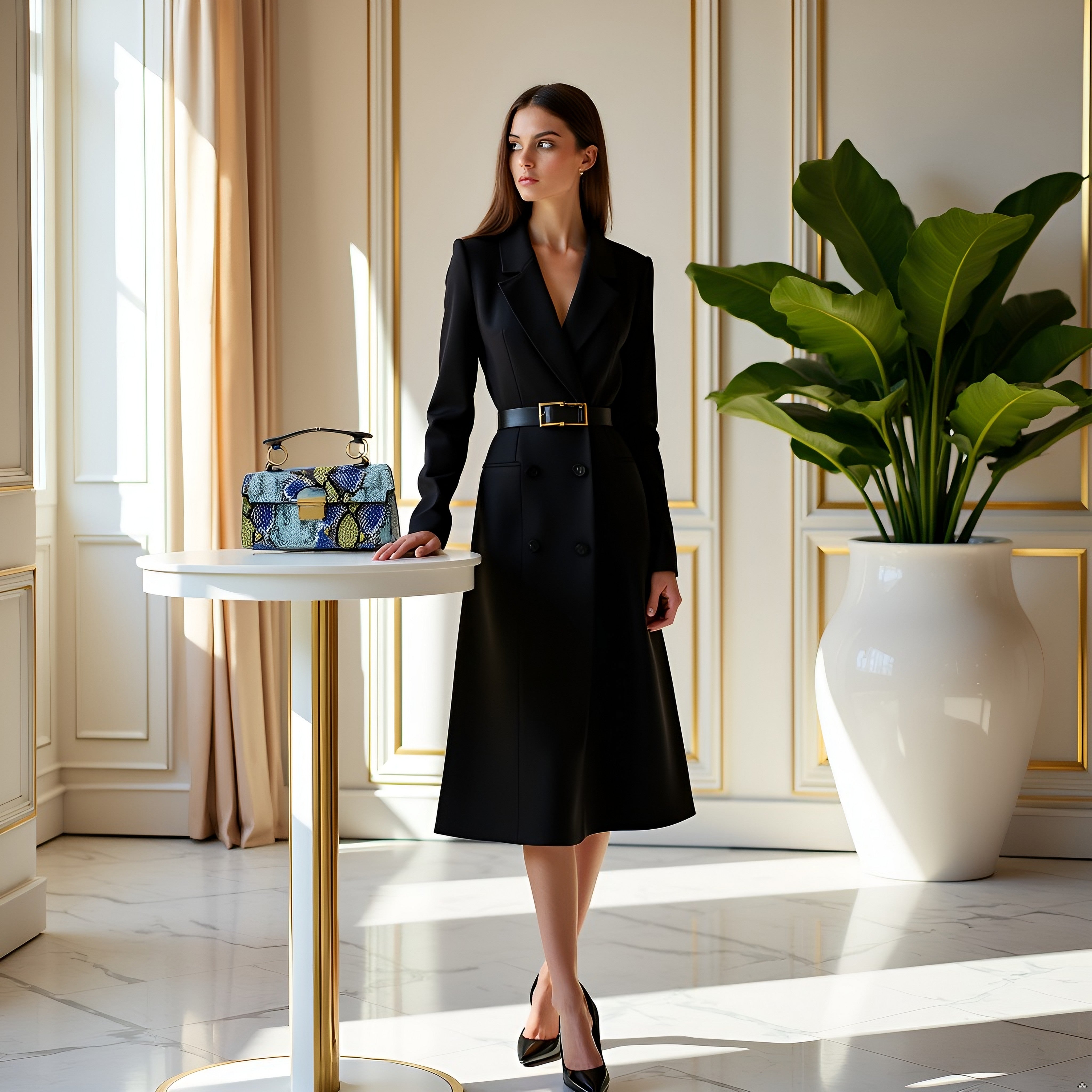 Chic Snake Print Crossbody Bag with Gold Lock – Stylish Faux Leather Shoulder Purse for Women