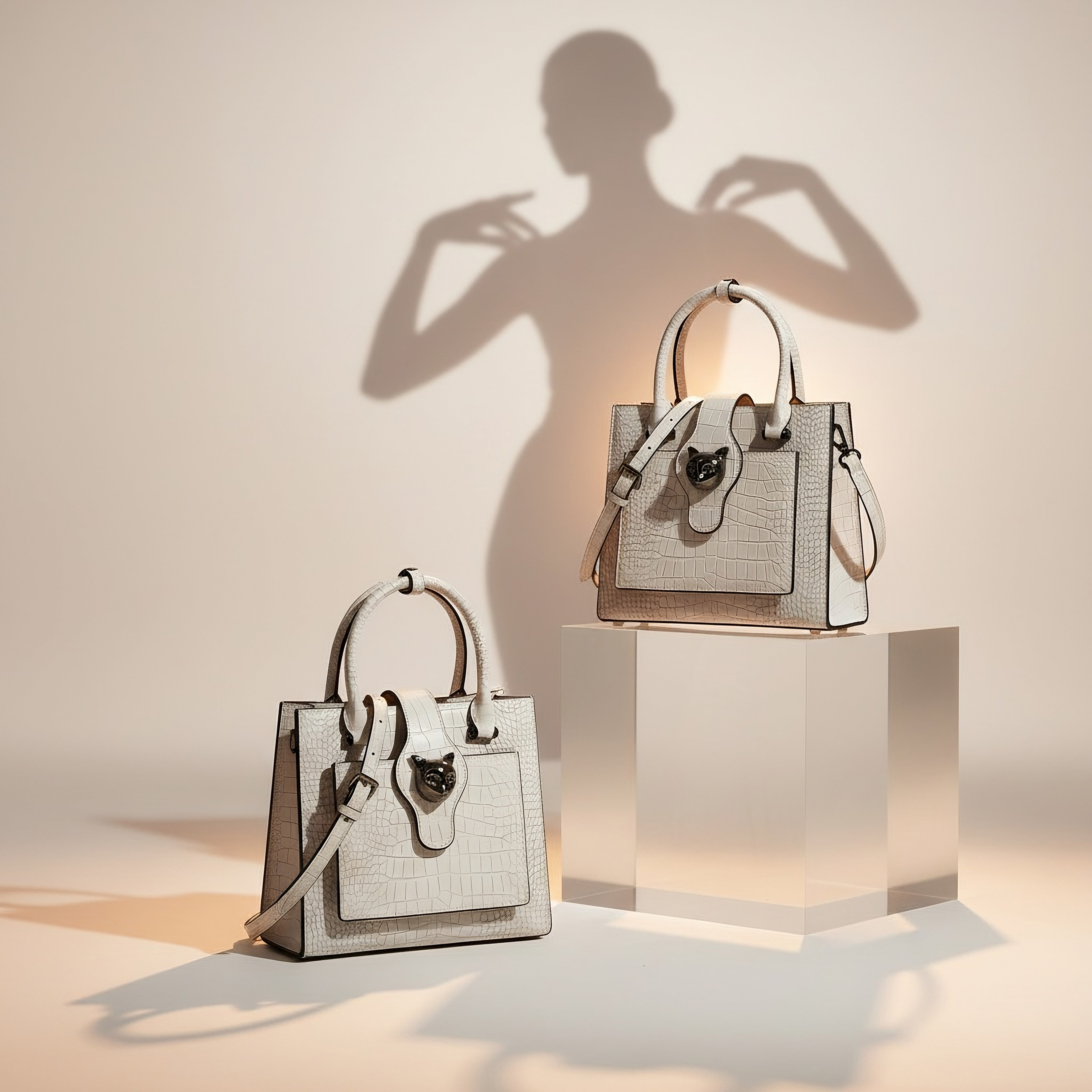 2024 Luxury Genuine Leather Handbags for Professional Women - Chic Crossbody Cat Purse for Office Sophistication