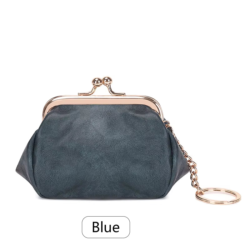 Retro Mini Lock Clip Coin Purse, Daily Portable and Cute Handheld Storage Bag for Girls, Solid Color Simple Key Bag