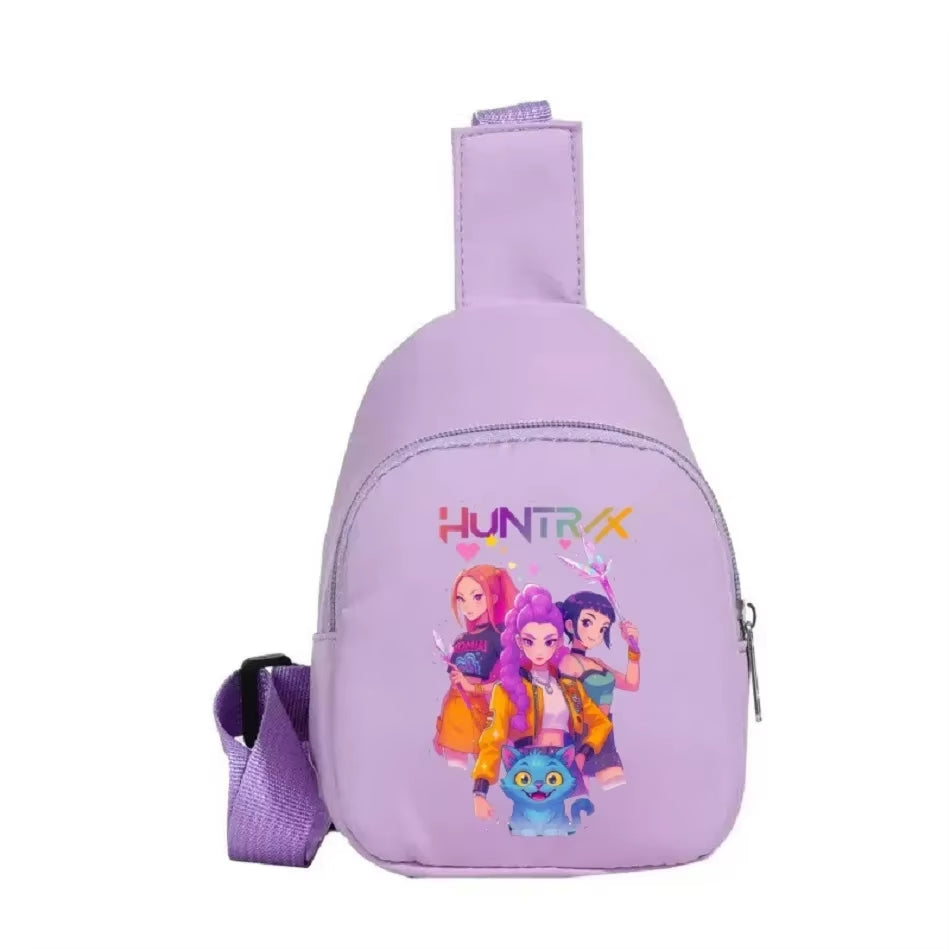 New Kpop Devil Cartoons Cute Print Crossbody Bag Anime Peripheral Large Capacity Children Casual Versatile Student Canvas Bag