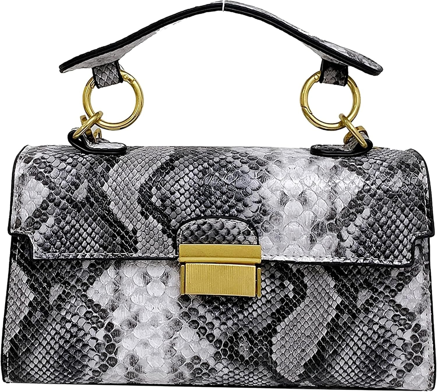 Chic Snake Print Crossbody Bag with Gold Lock – Stylish Faux Leather Shoulder Purse for Women