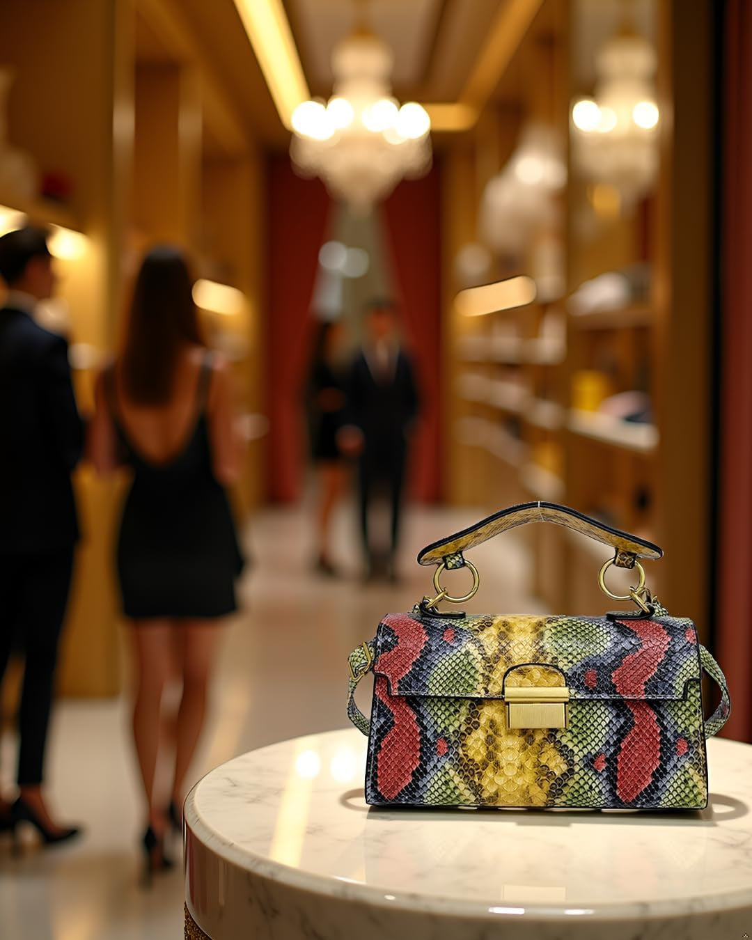 Chic Snake Print Crossbody Bag with Gold Lock – Stylish Faux Leather Shoulder Purse for Women