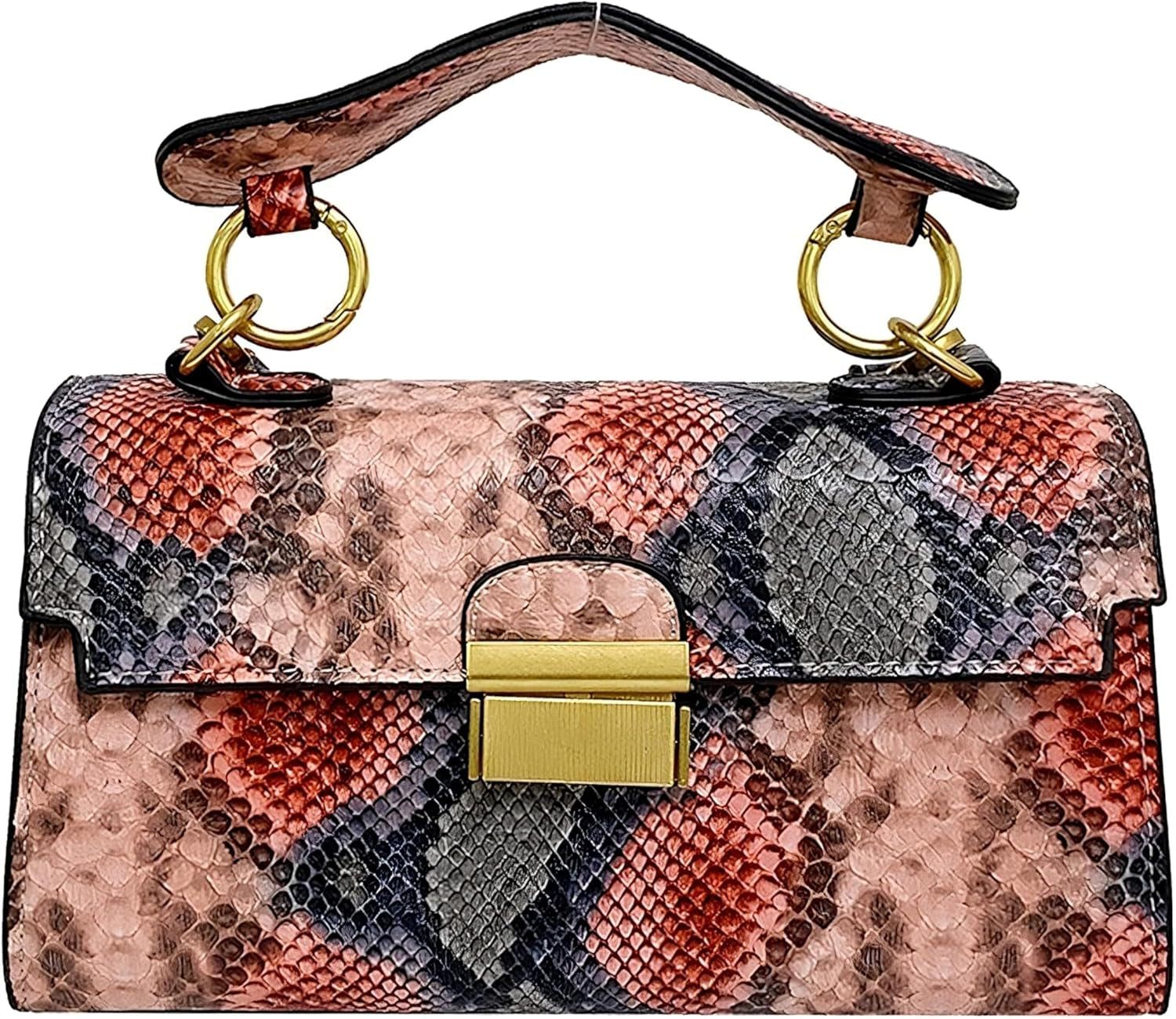 Chic Snake Print Crossbody Bag with Gold Lock – Stylish Faux Leather Shoulder Purse for Women