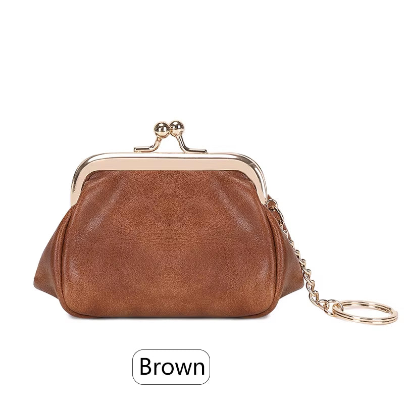 Retro Mini Lock Clip Coin Purse, Daily Portable and Cute Handheld Storage Bag for Girls, Solid Color Simple Key Bag