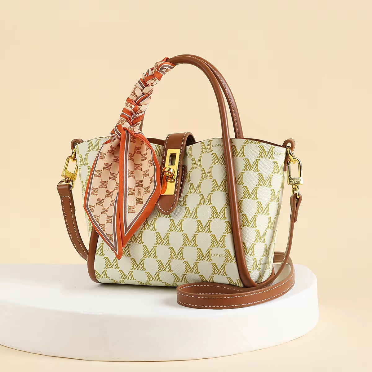 Chic Geometric Letter Pattern Satchel Bag with Detachable Shoulder Strap - Stylish Microfiber Leather Travel Companion