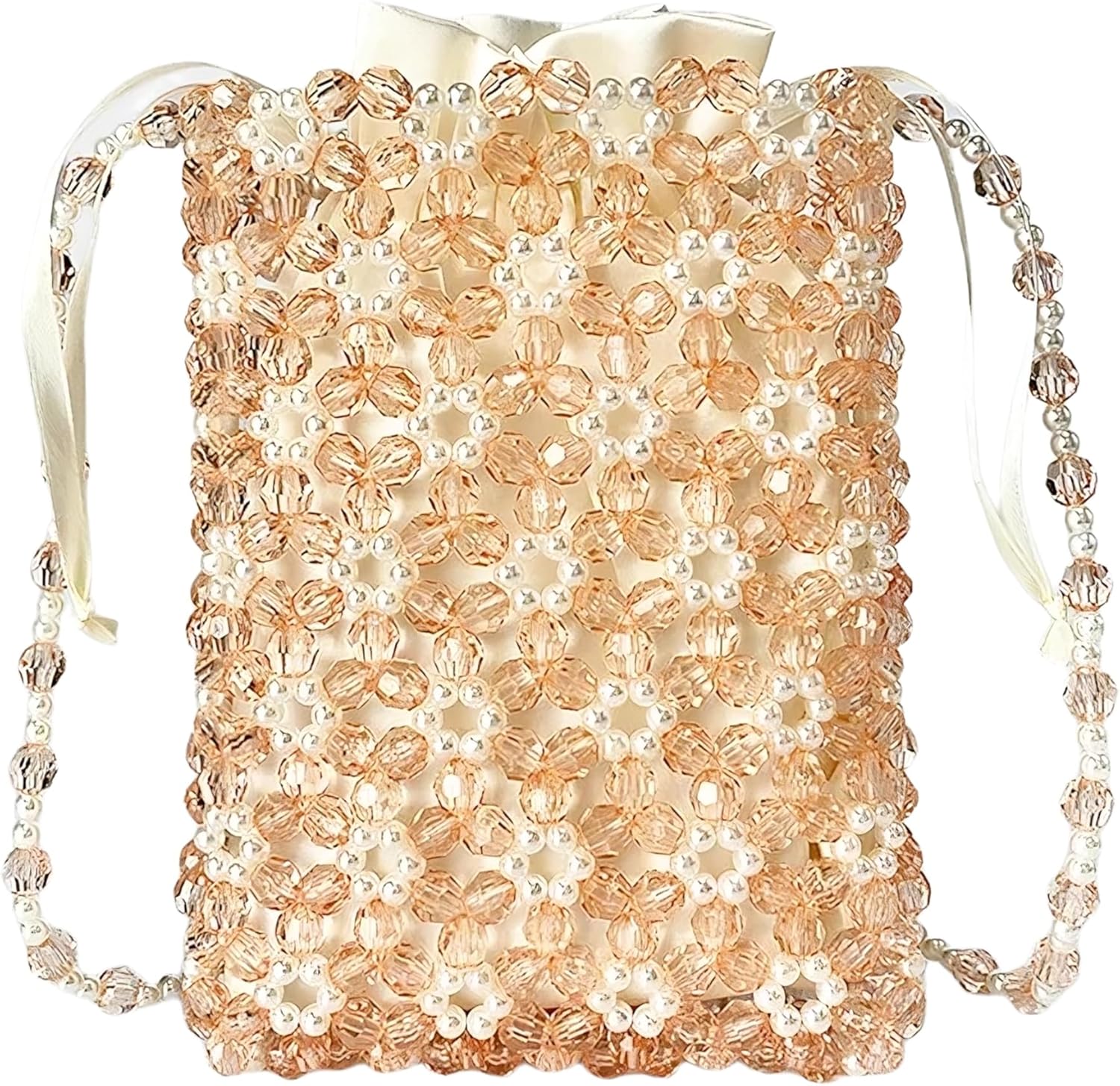 Elevate Your Style with Our Exquisite Handmade Pearl Beaded Crossbody Purse - Elegant Floral Acrylic Evening Bag Perfect for Weddings and Parties!