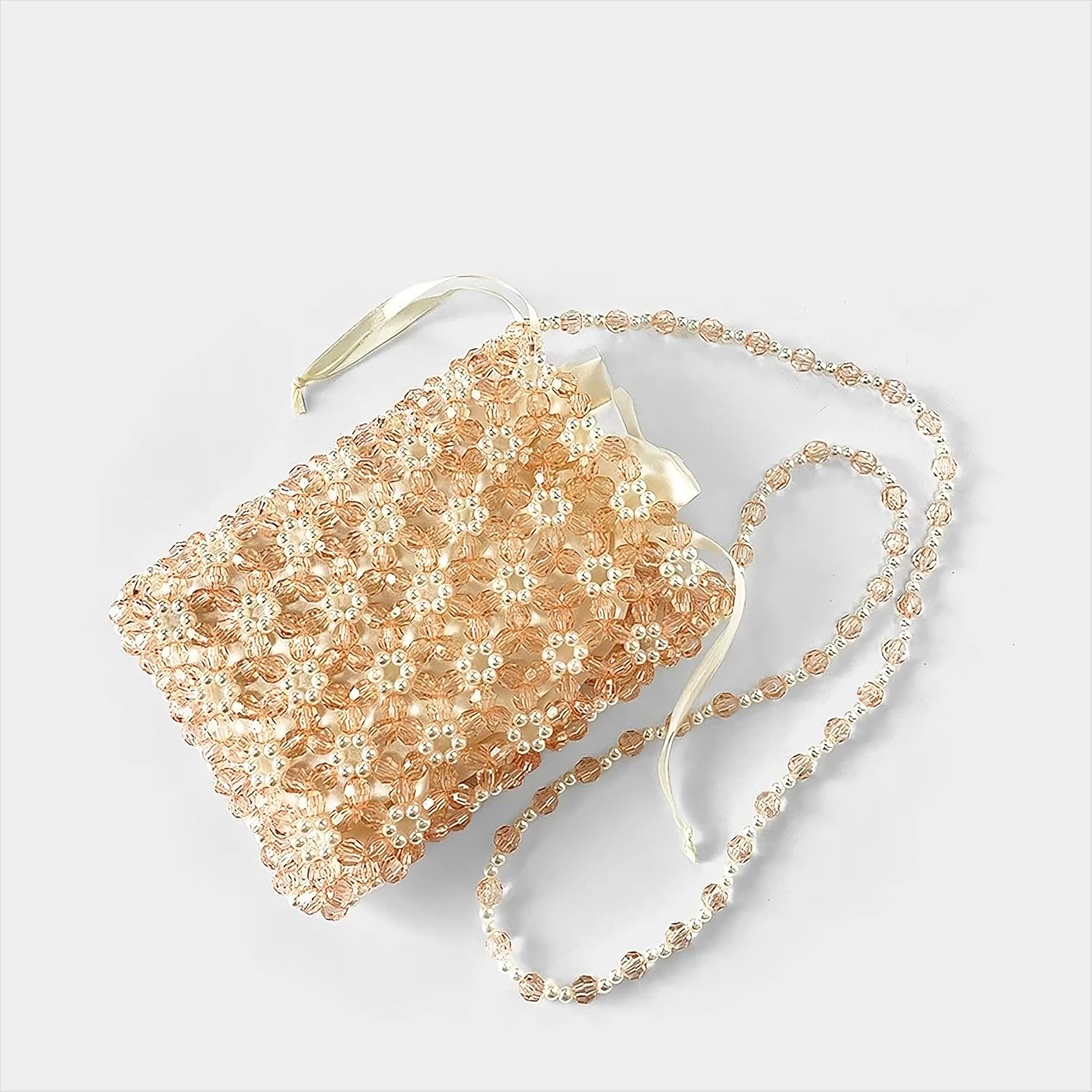 Elevate Your Style with Our Exquisite Handmade Pearl Beaded Crossbody Purse - Elegant Floral Acrylic Evening Bag Perfect for Weddings and Parties!