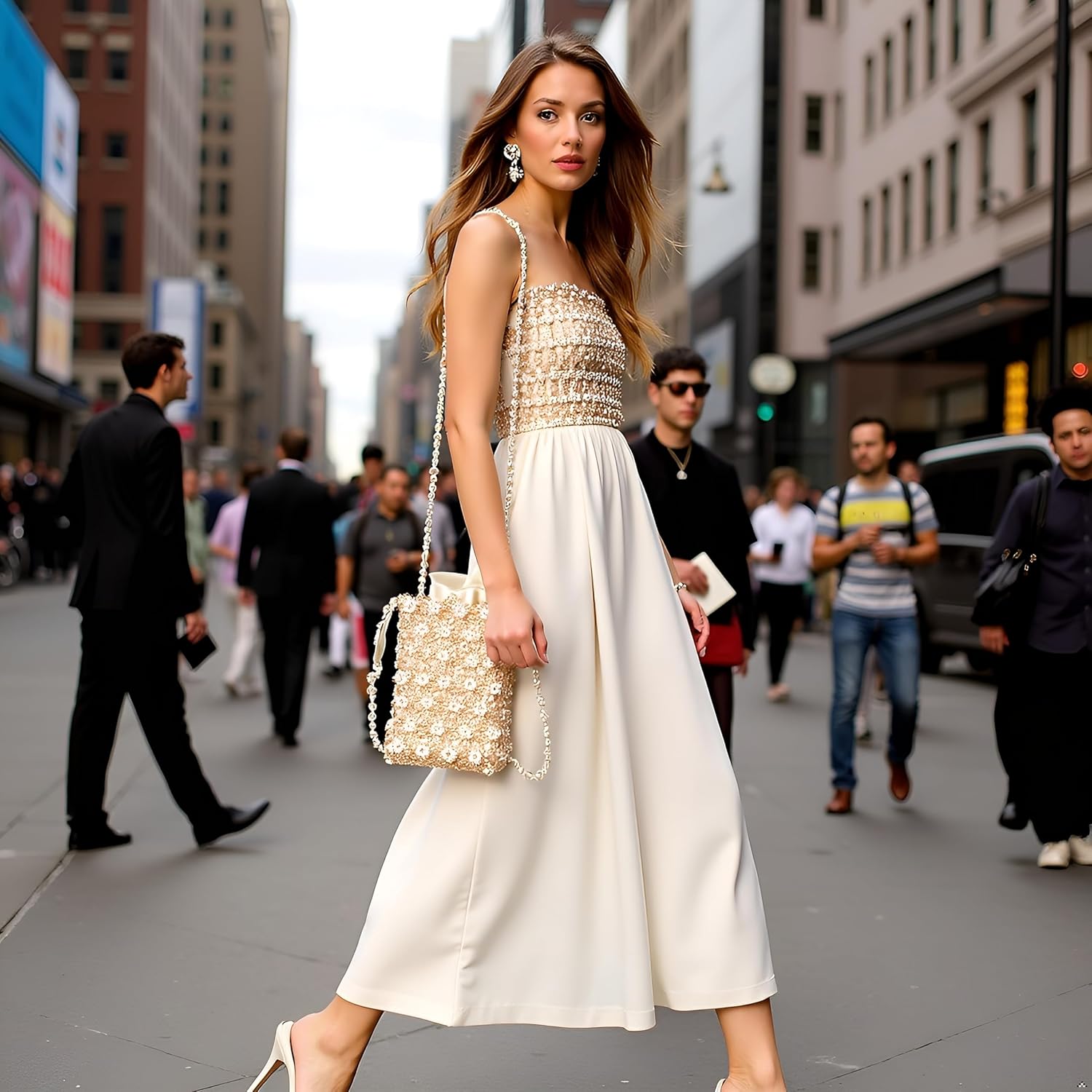 Elevate Your Style with Our Exquisite Handmade Pearl Beaded Crossbody Purse - Elegant Floral Acrylic Evening Bag Perfect for Weddings and Parties!