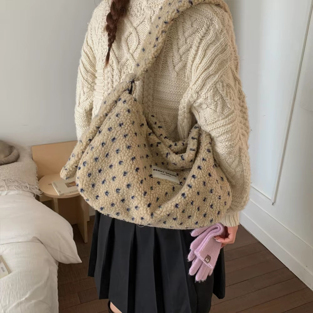 Cozy Chic Plush Love Crossbody Bag - Large Capacity Furry Shopper for Autumn & Winter