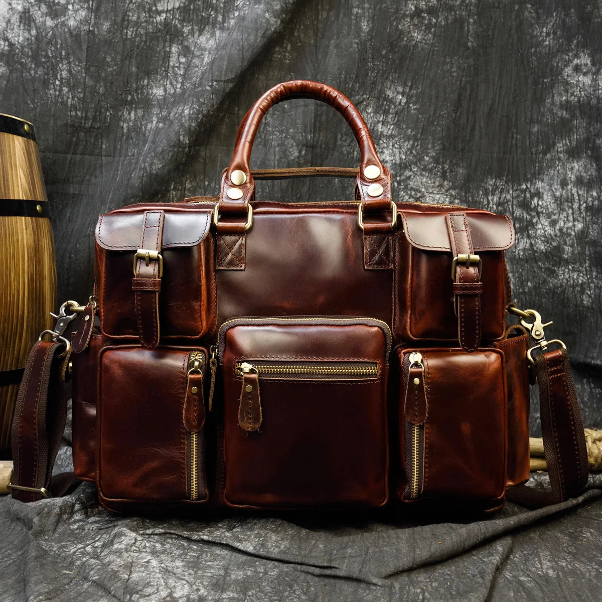 Elevate Your Style with the Premium Vintage Crazy Horse Leather 15.6" Briefcase - The Perfect Blend of Elegance and Functionality for Professionals