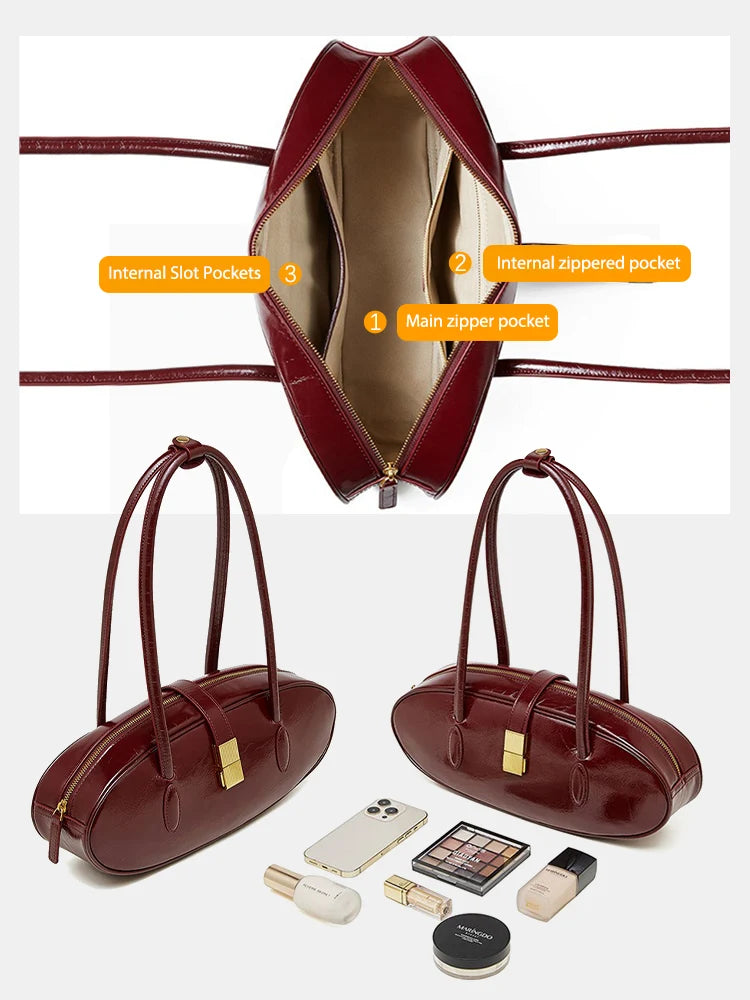 Luxury Genuine Leather Women's Handbag - Stylish Large Capacity Underarm Bag for Fashion-Forward Lovers, Wives, and Girlfriends