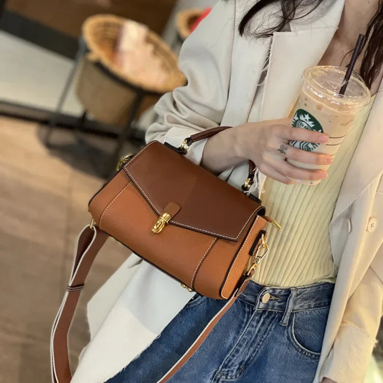 Trendy Genuine Leather Messenger Bag - High-Quality Cowhide Shoulder Bag for Women