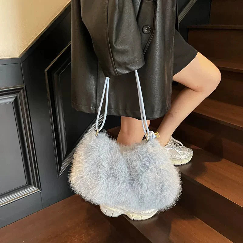 Fashion Luxury Faux Fur Plush Shoulder Bag High-End Women'S Tote Handbag for Stylish Gift Sending