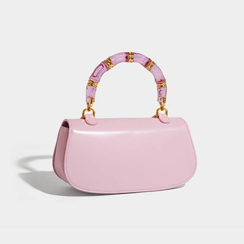 Elevate Your Style with the 2025 Luxury Bamboo Handle Saddle Bag - Retro Chic Crossbody Purse with Sparkling Crystal Accents