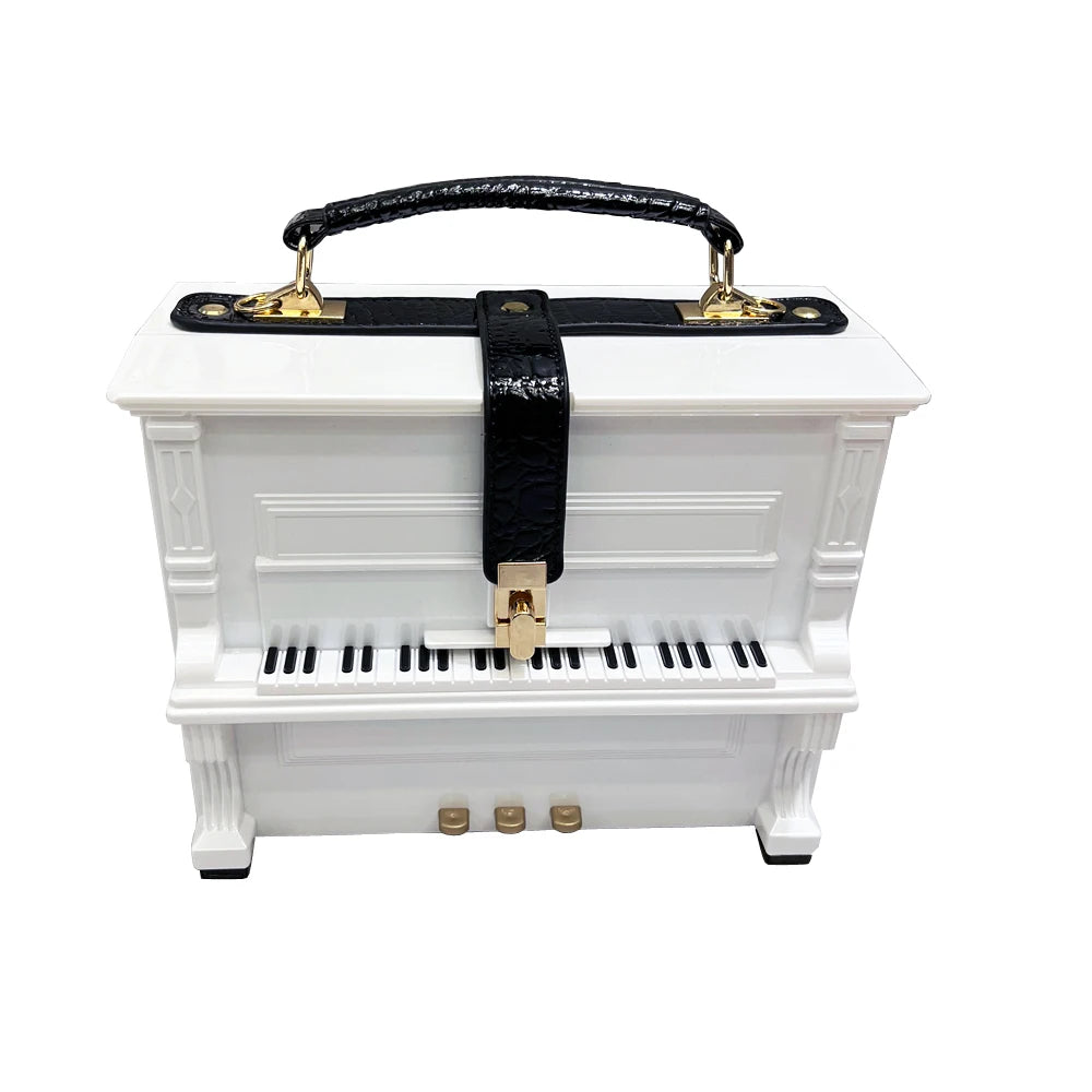 Luxury Handmade Piano-Shaped Crossbody Bag - Elegant Designer Messenger Purse for Women