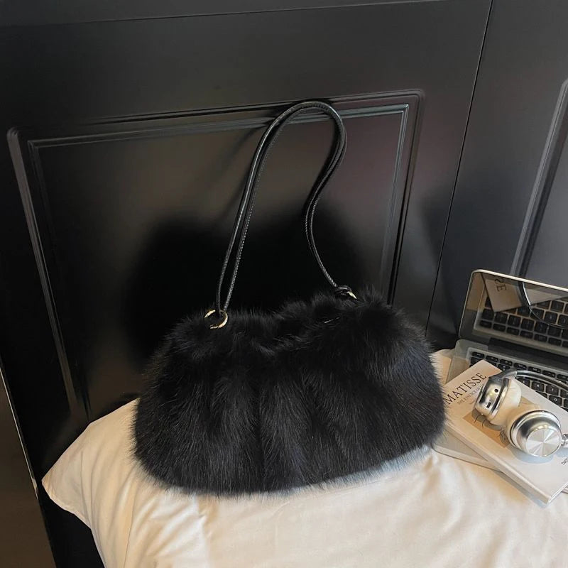Fashion Luxury Faux Fur Plush Shoulder Bag High-End Women'S Tote Handbag for Stylish Gift Sending