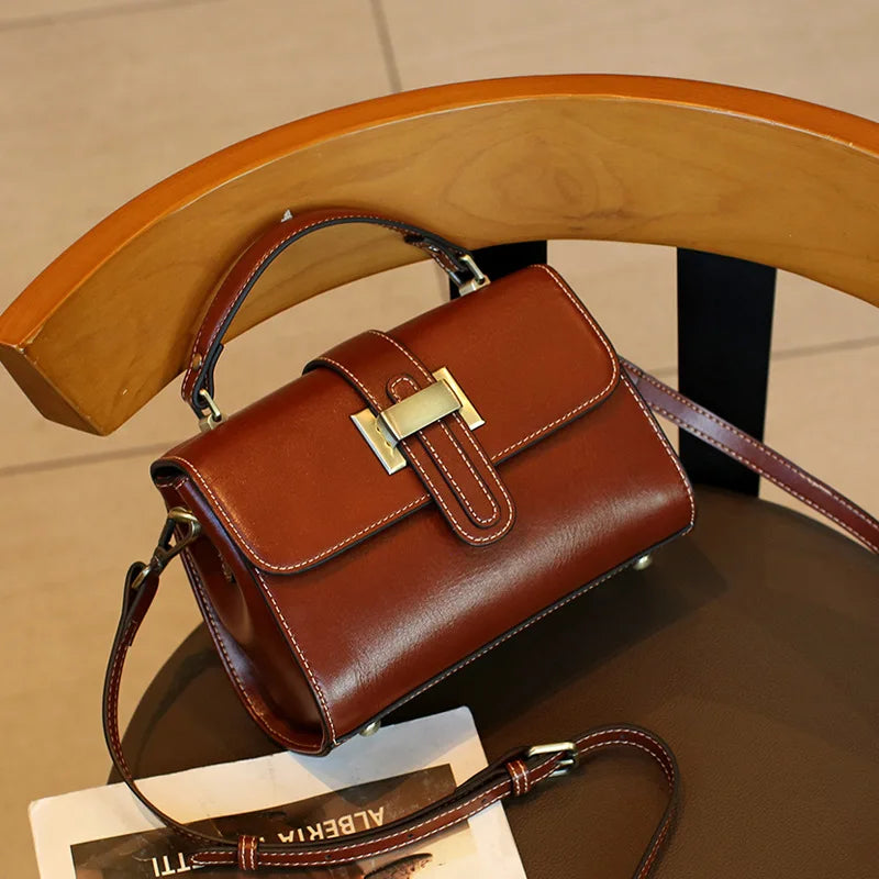 Vintage Women'S Crossbody Bags 2025 New Genuine Leather Shoulder Bag Luxury Designer Women Square Bag Cowhide Handbags ML9240