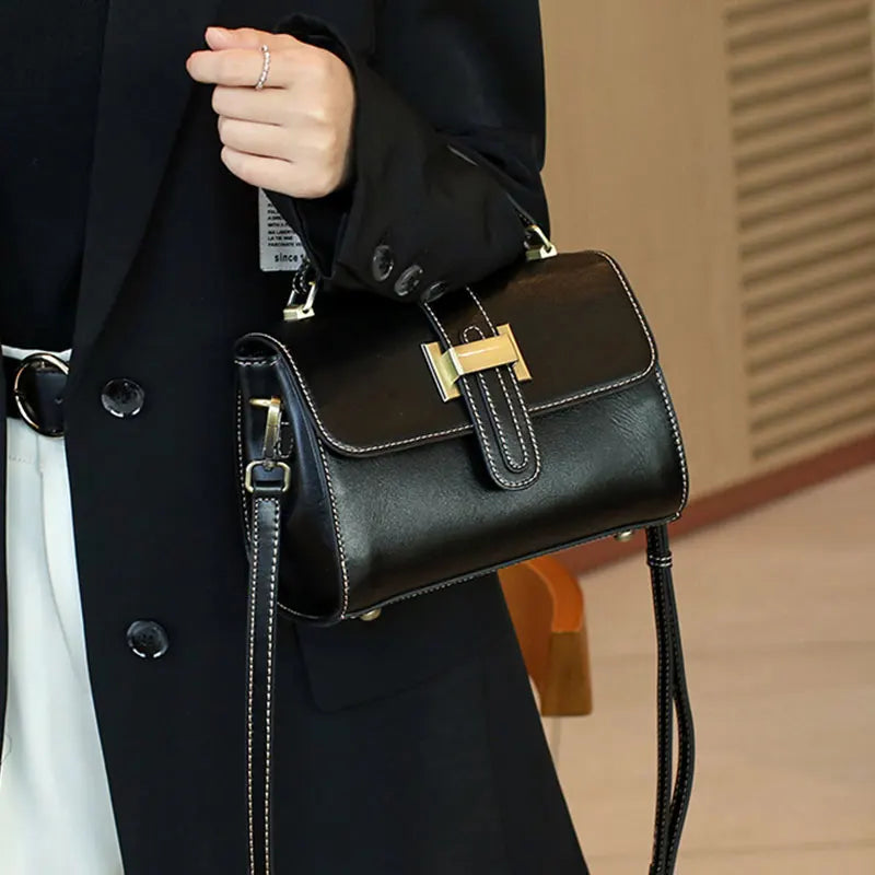 Vintage Women'S Crossbody Bags 2025 New Genuine Leather Shoulder Bag Luxury Designer Women Square Bag Cowhide Handbags ML9240