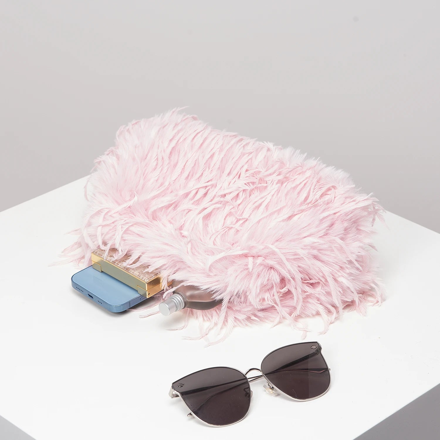 Trendy Dopamine-Style Plush Clutch - Y2K Candy-Colored Purse for Chic Evenings