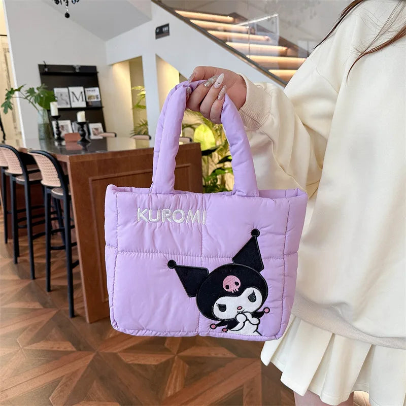 Cartoon down Cloth Tote Bag Cute Portable Shoulder Bag for Girls Commuter Crossbody School Bag