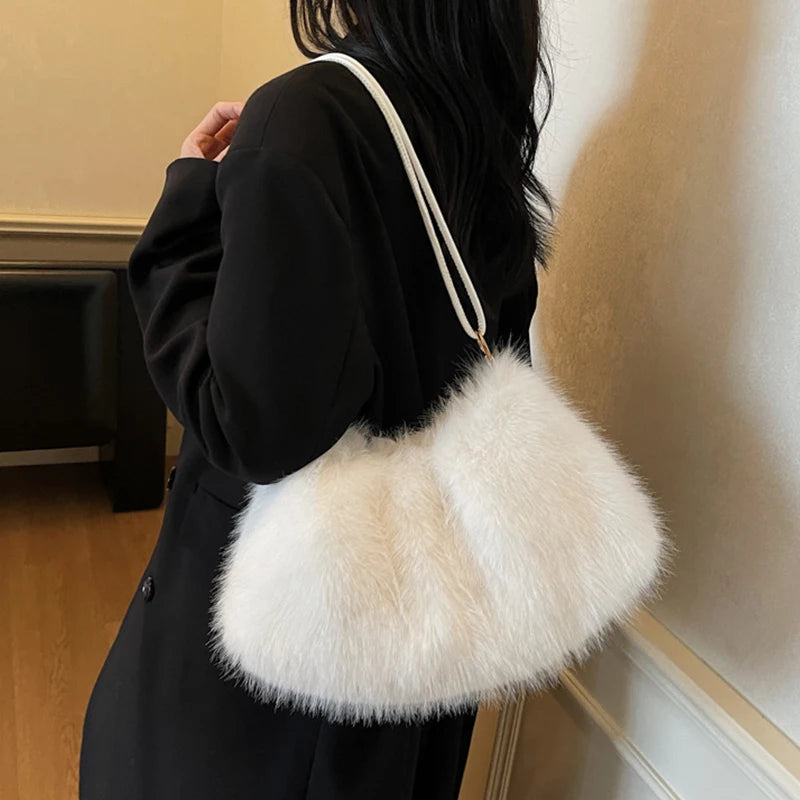 Fashion Luxury Faux Fur Plush Shoulder Bag High-End Women'S Tote Handbag for Stylish Gift Sending