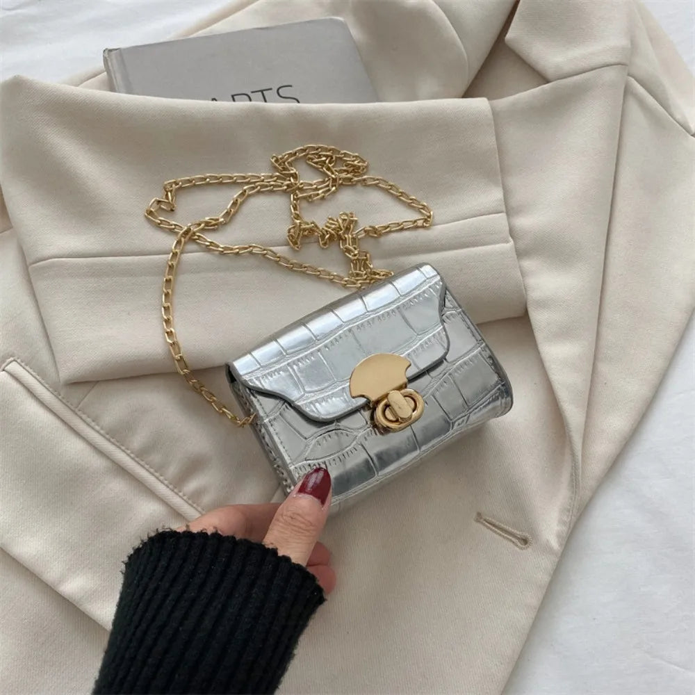 Chic Mini Shoulder Bag with Chain - Perfect Daily Commuter Lipstick & Coin Purse